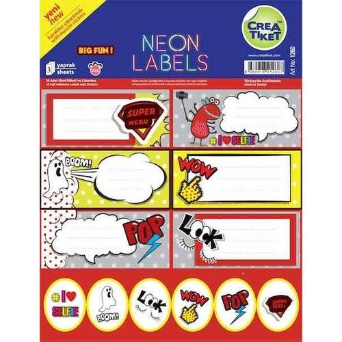Çıkartmalı Neon Defter Etiketi- Bıg Fun