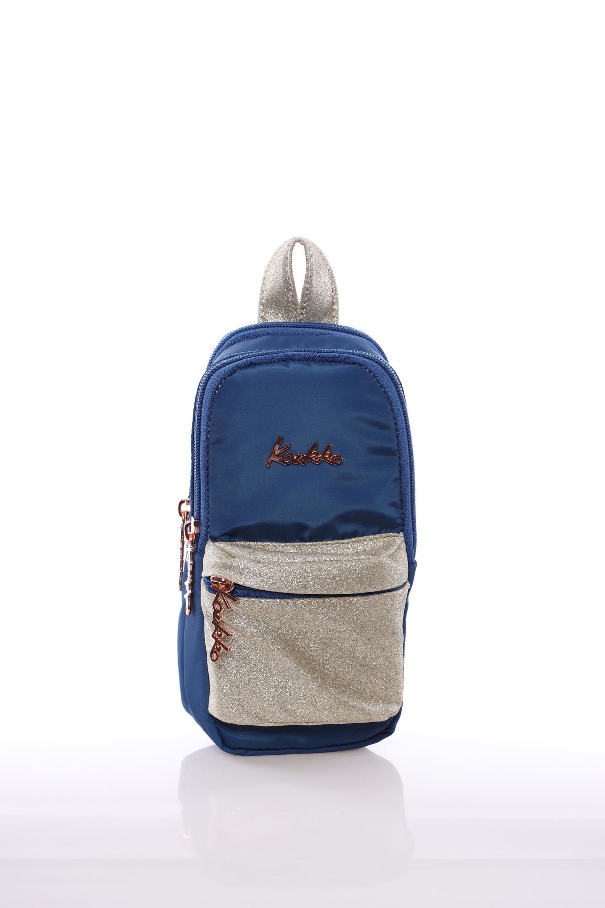 Kaukko K2197 Shine Junior Bag Kalem Çantası ( Simli-Lacivert)