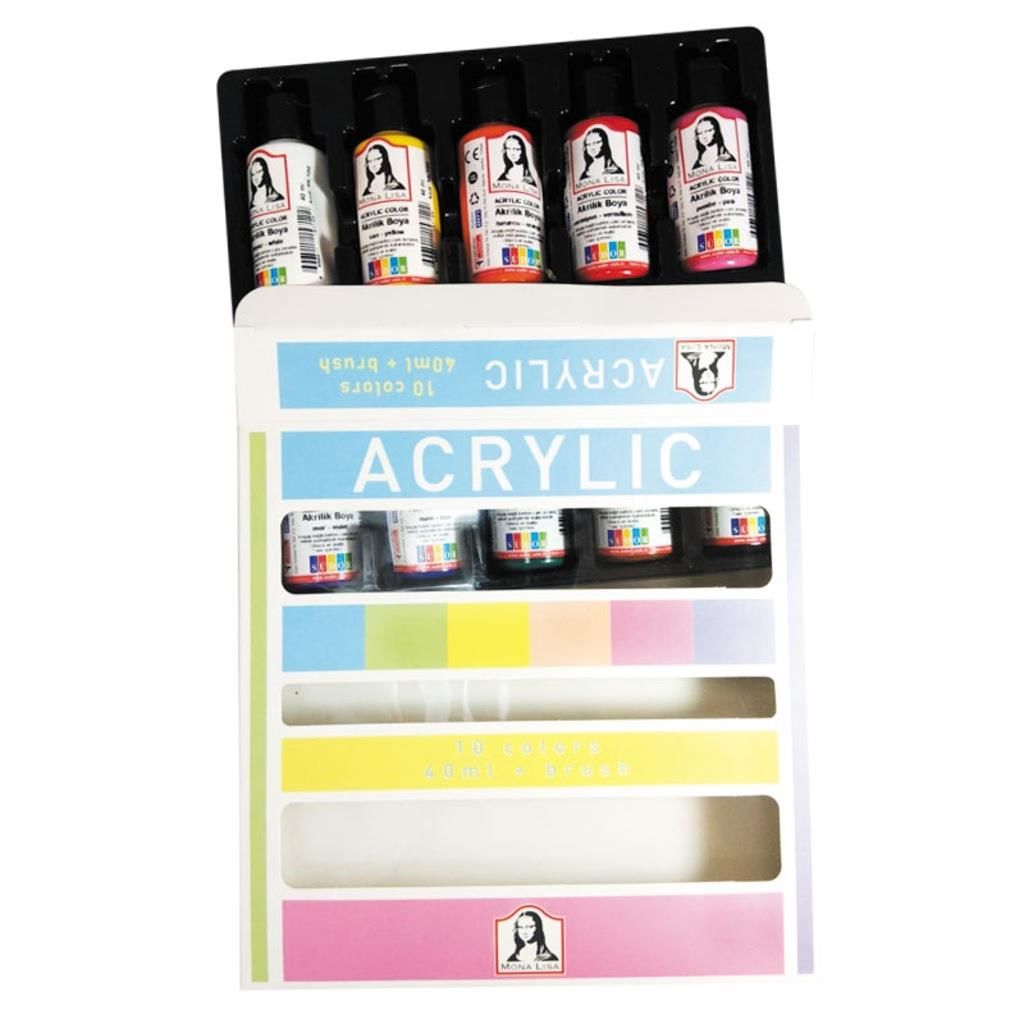 Monalisa Akrilik 10 Renk X 40 Ml + Fırça Set