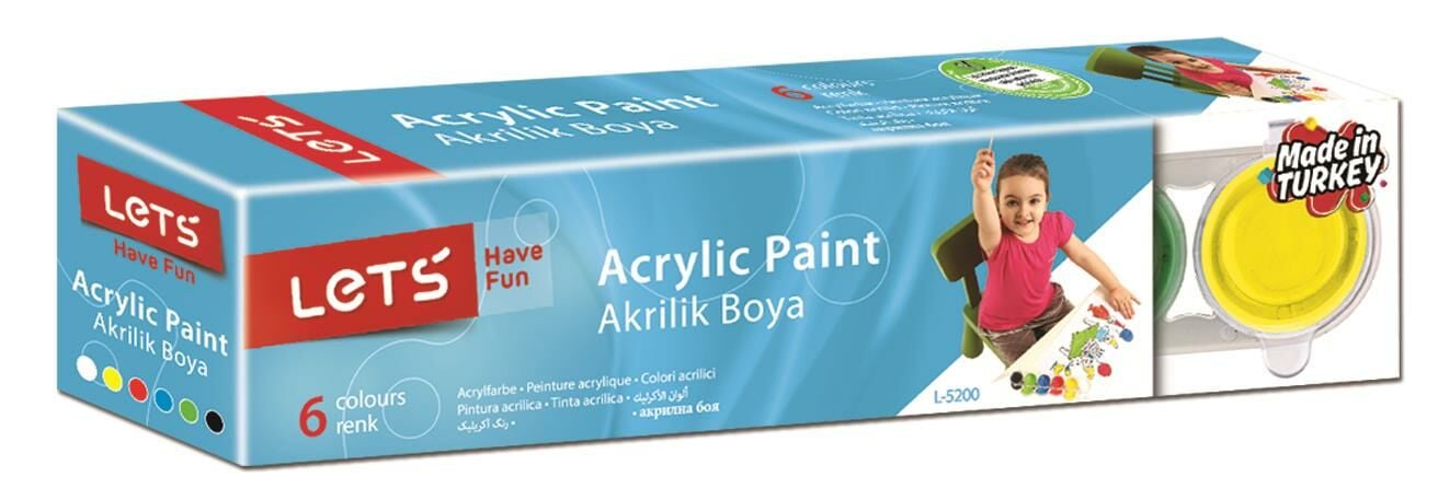 Lets Akrilik Boya Ana Renkler 25Mg. 6 Renk