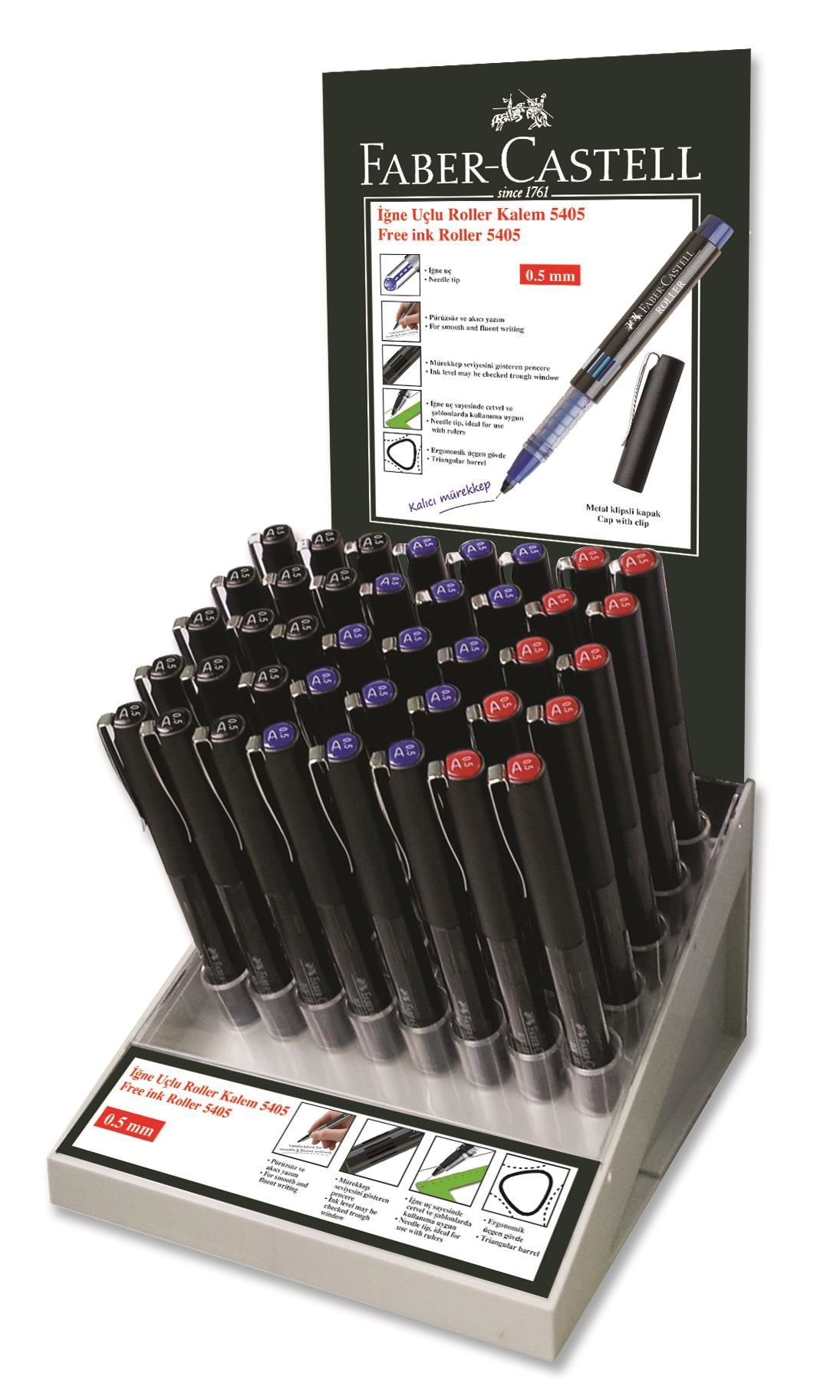 Faber-Castell İğne Uçlu Roller Kalem, 40Lı Stand