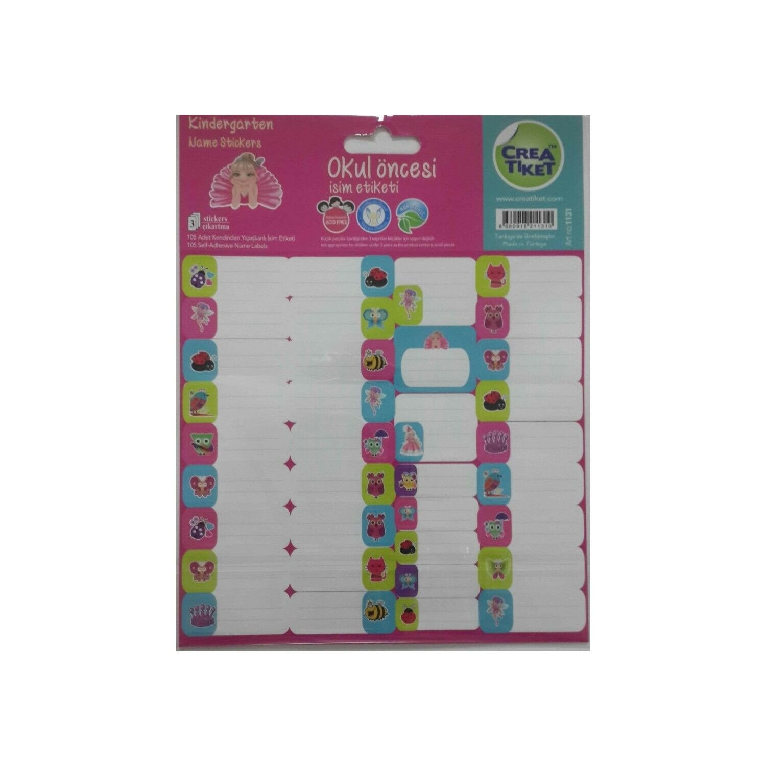 Okul Öncesi İsim Etiketi (Pembe)