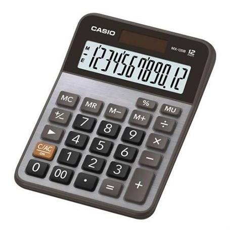 Casio Hesap Makinasi 12 Hane Gri Metal Yuzey