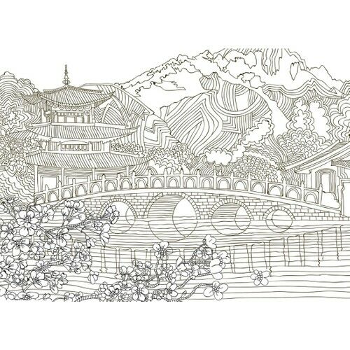 Artdeco Tuval 40X50 Desenli Tabiat Japon Bahçesi