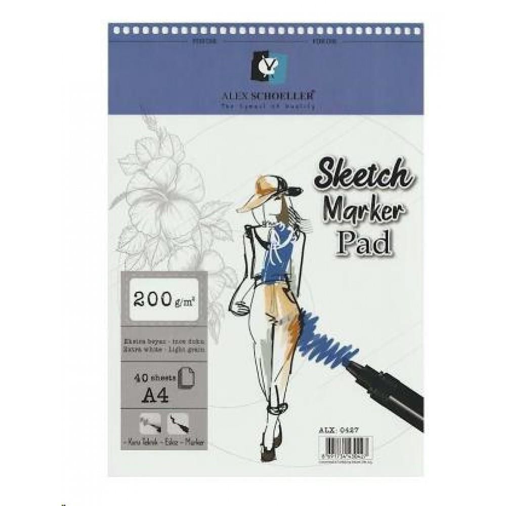 Alex Schoeller A4 200 Gr 40'Lı Spiralli Sketch-Marker Pad Alx:0427