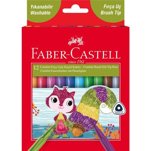 Faber-Castell Comfort Fırça Uçlu Keçeli Kalem, 12Li