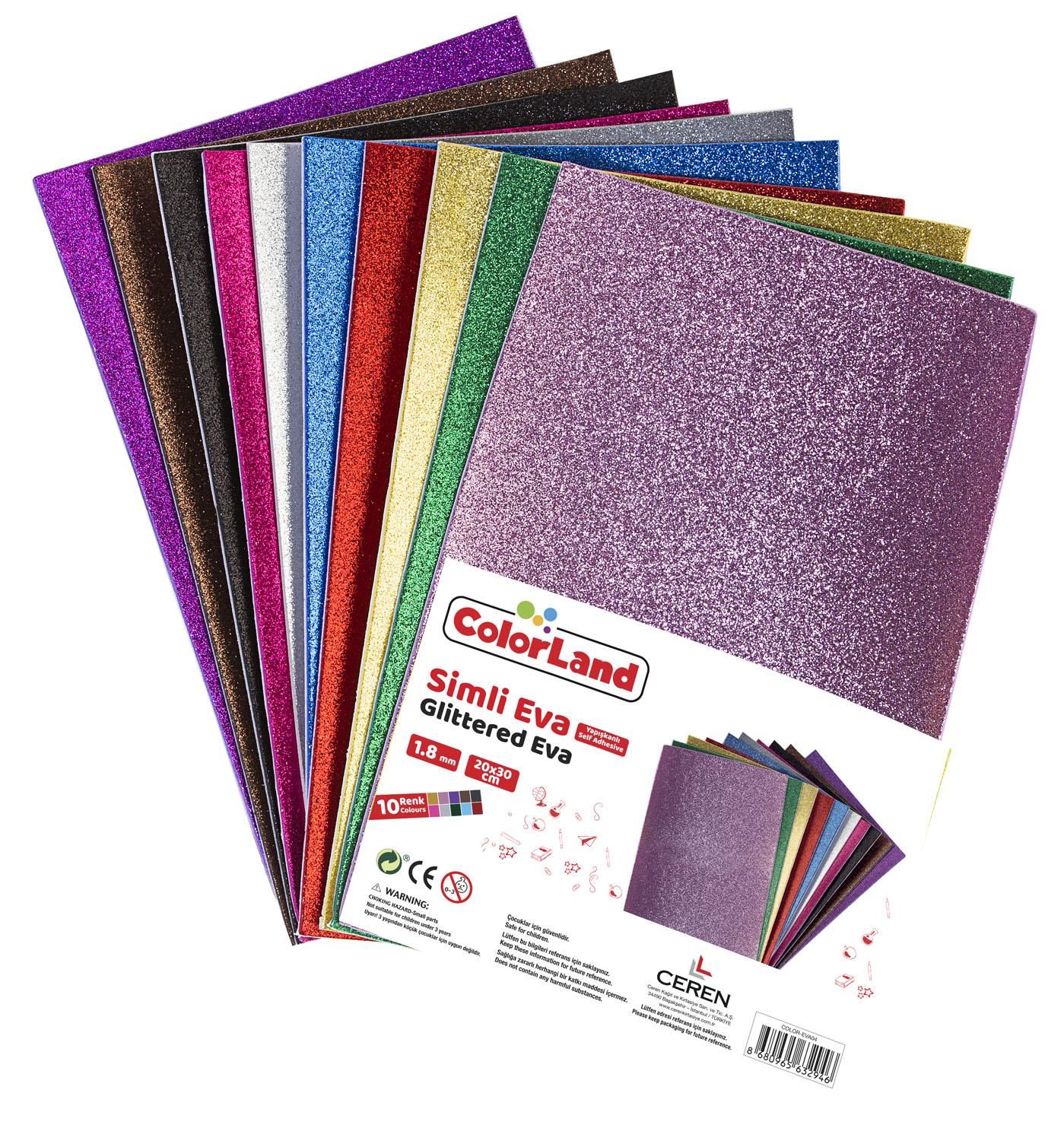 Colorland Simli Yapışkanlı Eva 1.8 Mm 20X30 Cm