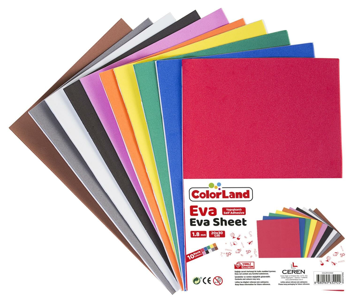Colorland Yapışkanlı Eva 1.8 Mm 20X30 Cm