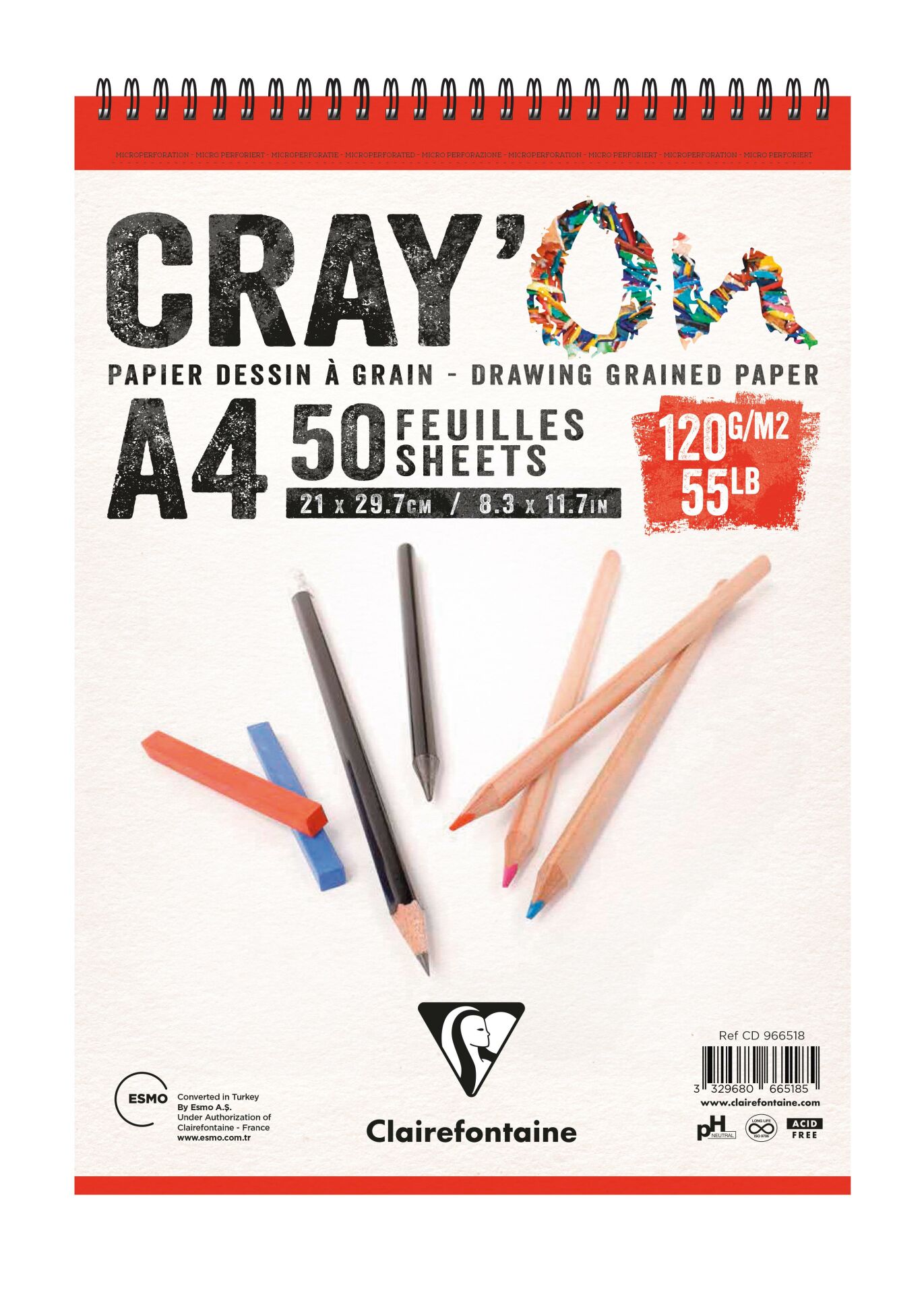 Clairefontainecrayon Çzm Blk A4 120Gr 50Yp Üst Spiral Pkt6