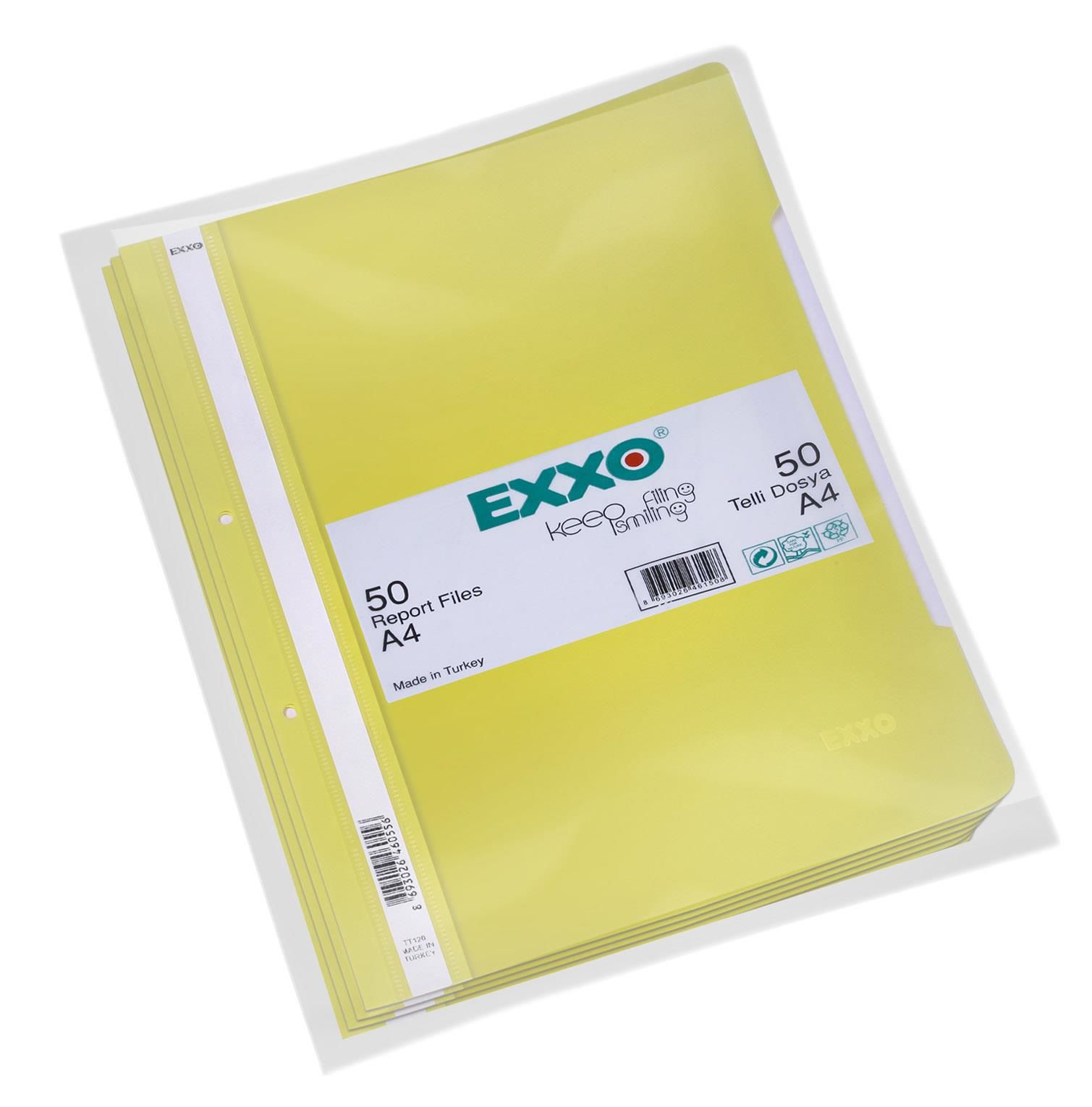 Exxo Pp Telli Dosya, A4, Sarı,800