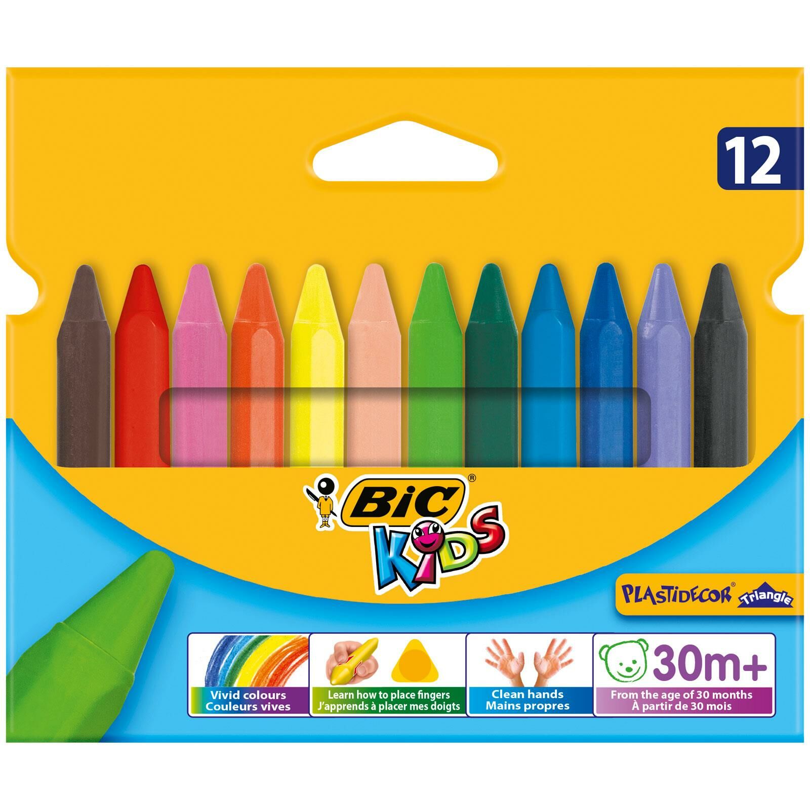 Bic Elleri Kirletmeyen Üçgen Pastel 12 Li Kutu