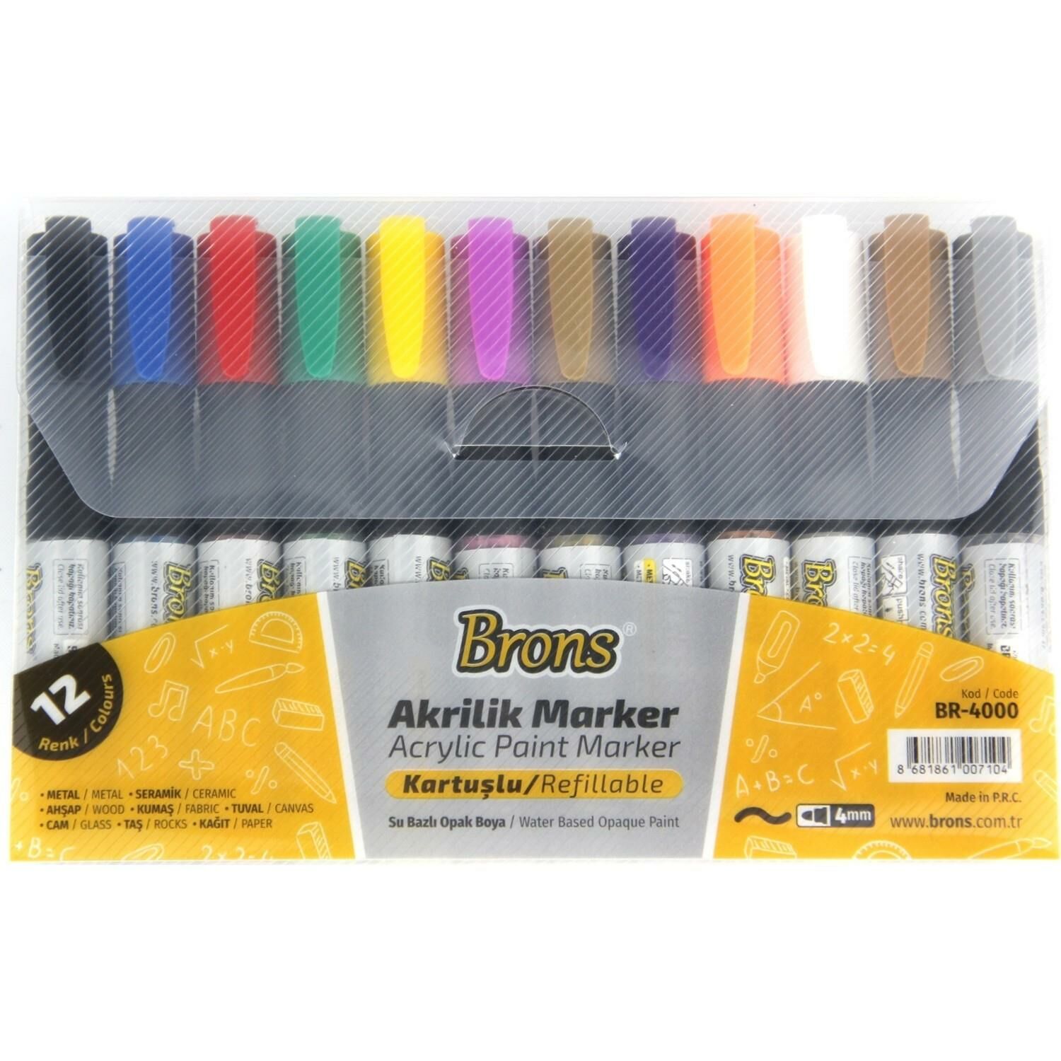 Brons Akrilik Marker Kalem 12 Li Br-4000