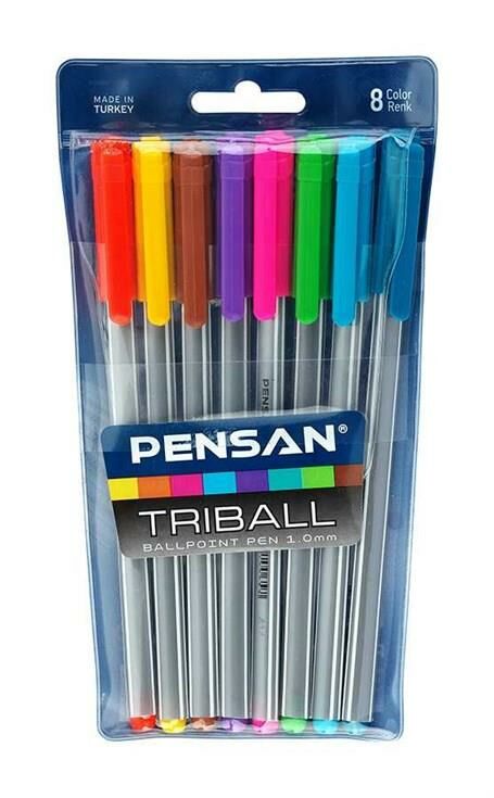 Pensan Triball Tükenmez Kalem Renkli 8 Li Set