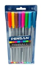 Pensan Triball Tükenmez Kalem Renkli 8 Li Set