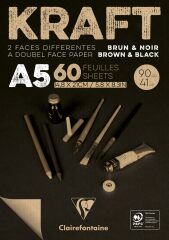 Clairefontainekraft A5 90Gr 60Yp5 Li Kahve+Siyah Blok