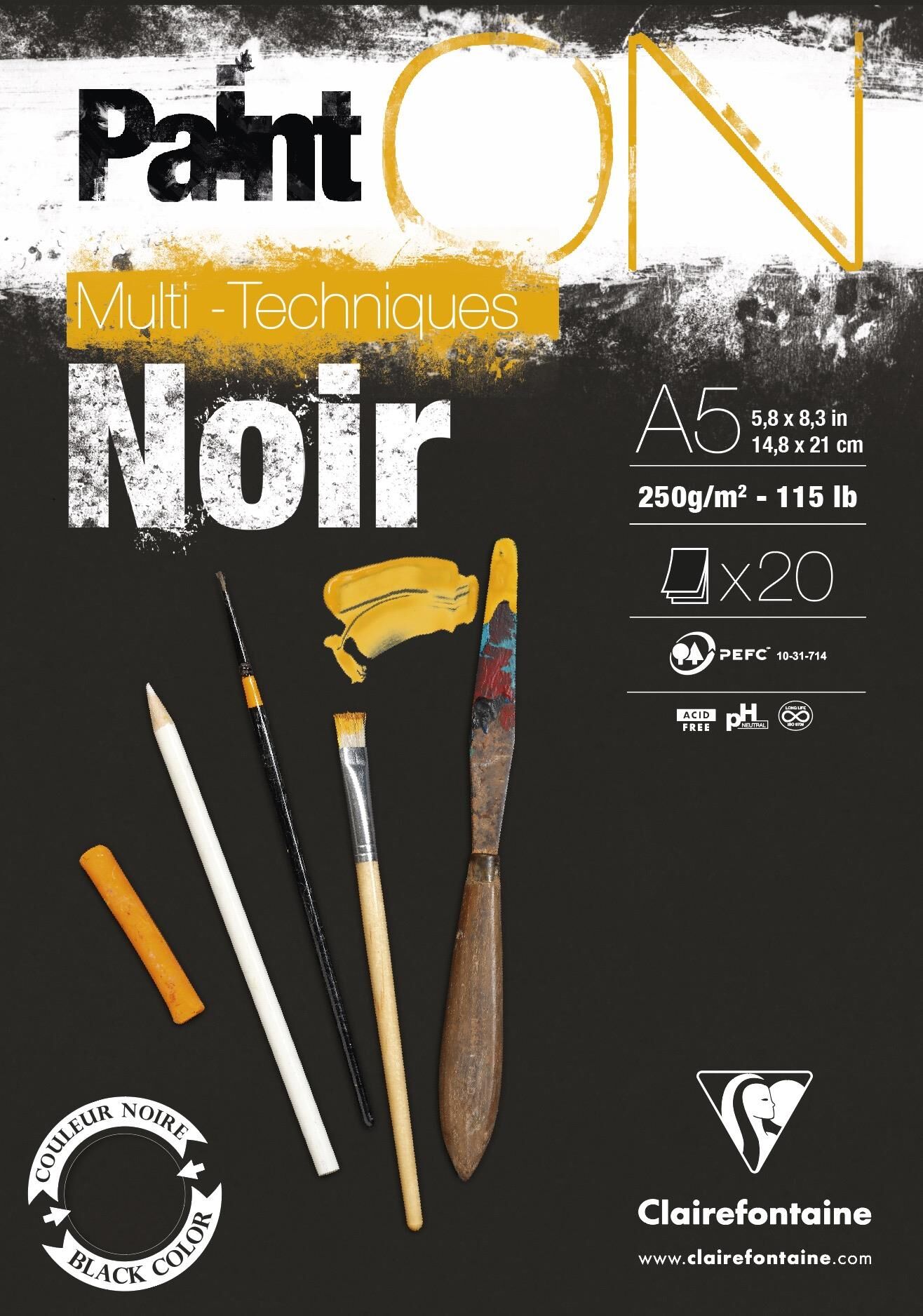 Clairefontaine Paint On A5 250Gr 20Yp Siyah Renk K